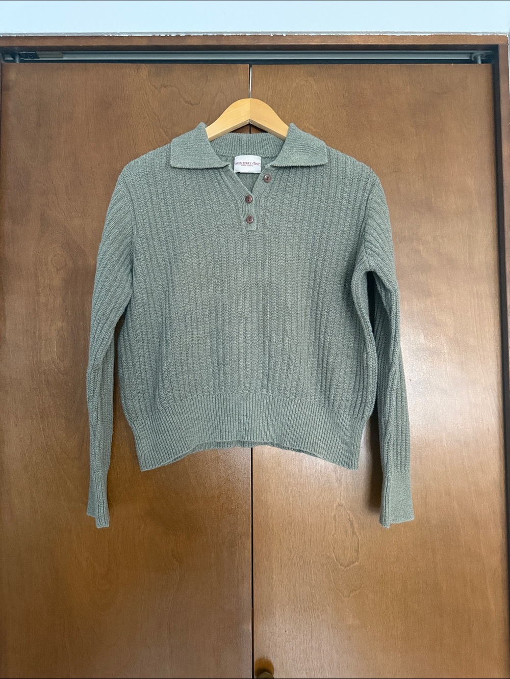 Ribbed Polo Sweater in Sage Green